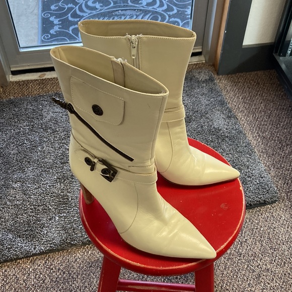 Via Spiga moto boots Italy 10 Like New Leather Bone - Picture 2 of 11